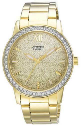 NEW Citizen EL3022-57P Women's Gold Dial Gold Stainless Steel Watch MSRP $250