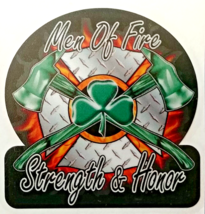 Men Of Fire, Strength And Honor 4&quot; X 4&quot; Highly Reflective Irish Shamrock Decal - £3.87 GBP