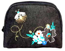 Vera Bradley Cosmetic Makeup Bag Embroidered Moonlight Garden Pattern Medium NWT - $16.48