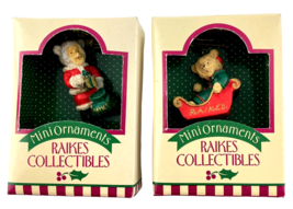 Robert Raikes Collectibles Mini Ornament Collectibles Santa Bear and Kathie Bear - £10.19 GBP