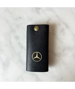 Vintage Mercedes-Benz Key Chain Jacket Case Black Leather Genuine OEM - $94.95