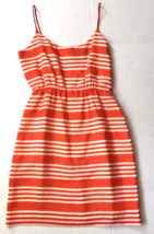 J. Crew Shift Dress Women size 6 Orange White Striped Polyester Spaghetti Strap - £23.96 GBP