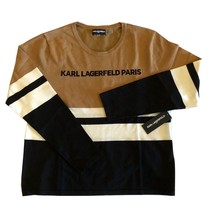 Karl Lagerfeld Paris Women&#39;s Colorblock Logo Pullover Sweater, Size XL - £54.47 GBP