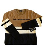 Karl Lagerfeld Paris Women&#39;s Colorblock Logo Pullover Sweater, Size XL - $68.30