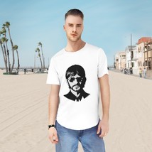 BEATLES Ringo Starr Printed Men&#39;s Jersey Curved Hem Tee 100% Cotton - $35.02+