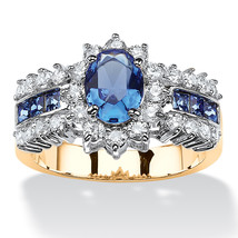 PalmBeach Jewelry .82 TCW Blue Crystal and CZ Gold-Plated Ring - £28.87 GBP