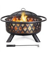 36In Wood Burning Fire Pit Outdoor Round Fireplace For Outside Bonfire B... - £189.97 GBP