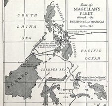 Map 1930 Magellan&#39;s Route c1521-22 5.5 x 9&quot; Expedition History Ephemera ... - €17,35 EUR