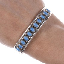 6 3/8&quot; Navajo Silver Denim Lapis row bracelet - £158.32 GBP