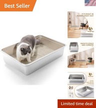 Ultimate Stainless Steel Cat Litter Box - Spacious 28&#39;&#39; x 20&#39;&#39; x 6&#39;&#39; Design - $103.49