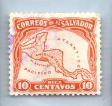 1924 / 25 EL SALVADOR Stamp - Map of Central America 10c SC#500 1814C - £1.17 GBP