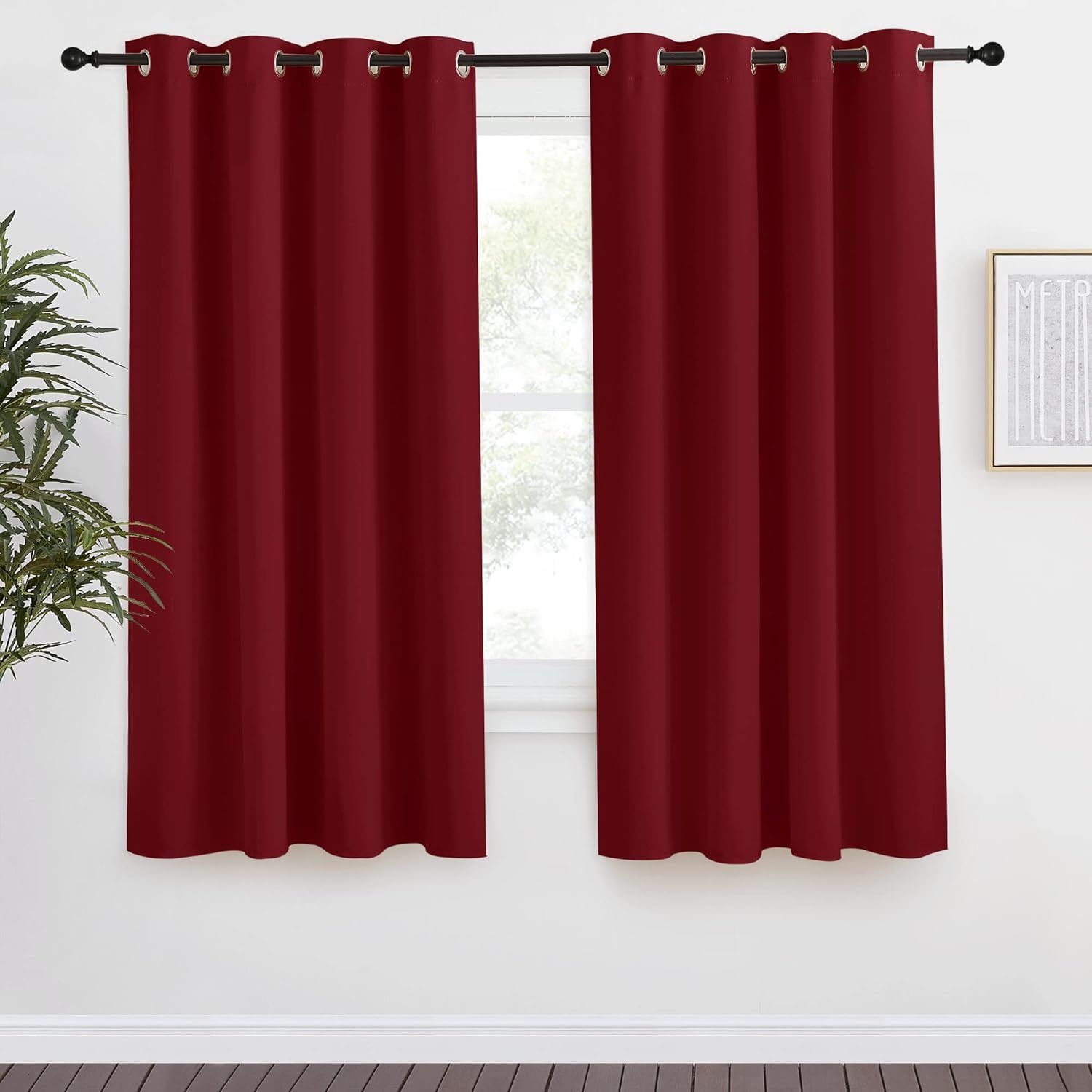 Nicetown Christmas Burgundy Curtains For Living Room, 55X68 Inch,1 Piece, - $33.94