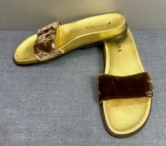 PRADA Brown Velvet Top Slides Sandals Shoes Size 38.5 IT / 8.5 US Made in Italy - £59.70 GBP