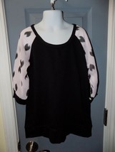 Jordache Black Soot Chiffon Pink Heart Sleeve Top Size M (7/8) Girl&#39;s NEW - £13.97 GBP