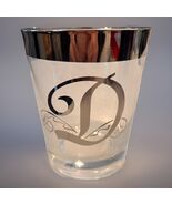 Silver Rimmed Glassware Whiskey Glass Tumbler Cup Beer Drinkware  "D" Mo... - $17.09