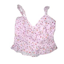 NICHOLAS PINK FLORAL CROPPED CAMI TANK TOP RUFFLED ADJUSTABLE STRAPS WOM... - $16.62