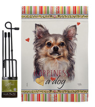 Chihuahua Happiness Garden Flag Set Dog 13 X18.5 Double-Sided House Banner - £22.46 GBP
