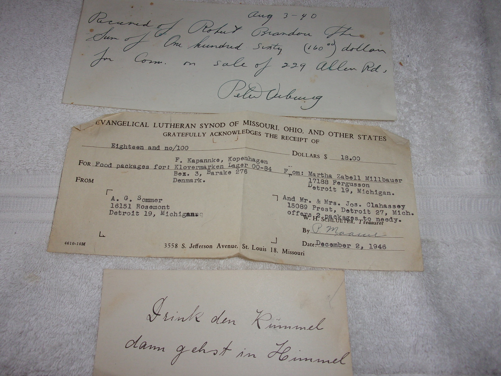 Vintage Recipt &amp; Two Notes 1940s - $1.99