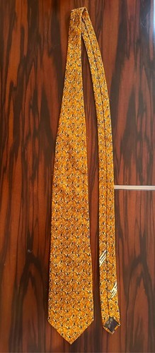 NWOT ERMENEGILDO ZEGNA Gold Swirl Green Dot 100% Silk Tie Made in Italy Item image 2