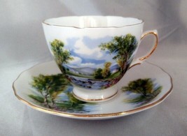 ROYAL VALE Bone China (England) Pastoral Countryside Creek Tea Cup &amp; Saucer Set - £19.10 GBP