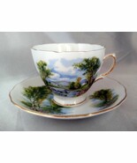 ROYAL VALE Bone China (England) Pastoral Countryside Creek Tea Cup &amp; Sau... - $24.40