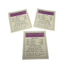 Vintage 1960s Monopoly Title Deed Cards St Charles Place Virginia Ave States Ave - $9.89
