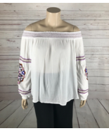 INC INTERNATIONAL CONCEPTS Embroidered Off The Shoulder Peasant Top NWOT 0X - $12.20