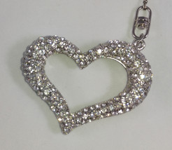 Stylized Heart Rhinestone Pendant Necklace on Chain Valentine&#39;s Day - £11.60 GBP