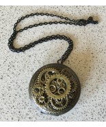 Steampunk Gears Large Pocket Watch Style Locket Pendant Necklace - $14.04 CAD