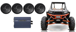 (4) Rockville RSM65B 6.5&quot; Slim Speakers+Hifonics Amplifier RZR/ATV/UTV/Cart - £207.82 GBP