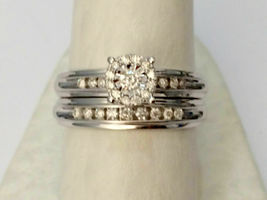 Men Woman Diamonds Wedding Ring Bands Trio Bridal Set 14k White Gold Over 2.75ct - £88.81 GBP