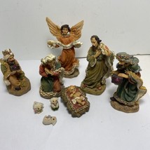 Ks Collection Resin Nativity Scene Set of 9 Figures Shepherd Sheep Baby Jesus - £20.42 GBP