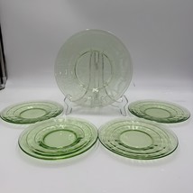 Hocking 1930’s Block Optic 6” Green Depression Glass Plates Dessert Uran... - $108.00