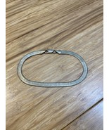 Sterling Silver .925 7&quot; Herringbone Bracelet Estate Jewelry Find KG JD - $24.26 CAD