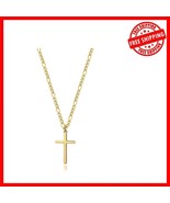 Timeless 14K Gold Cross Necklace for Men - Hypoallergenic Figaro Chain J... - $440.34 MXN