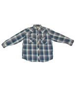 Vintage Big Mac Flannel Shirt Men Size XL Western Pearl Snaps Plaid  Blu... - $32.57 CAD