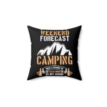 Faux Suede Square Pillow | 100% Polyester Insert | Double Sided Print | Camping  - £25.08 GBP+