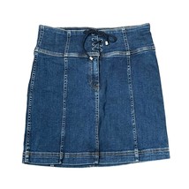 Free People Women&#39;s Denim Mini Skirt Modern Femme Corset Lace Up Stretch... - £17.98 GBP