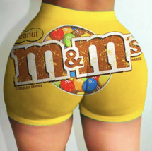 M &amp;M Sexy Candy Snack Women Short Workout Gym Shorts Casual High Waist Sz M - £4.64 GBP