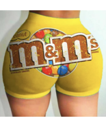 M &amp;M Sexy Candy Snack Women Short Workout Gym Shorts Casual High Waist Sz M - $5.93