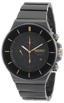 Seiko SNDD57 Men&#39;s Black Dial Chronograph All Black Stainless Steel Dress Watch - £125.87 GBP