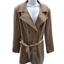 Ellen Tracy women XL double breast tweed mid length coat belted - $28.49