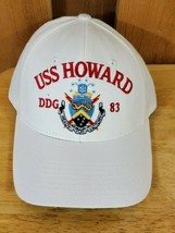 Navy United States Destroyer USS Howard DDG-83 White Snapback Hat Vintage - £32.99 GBP