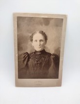 Antique Lady in Black Cabinet Card Photograph Beaded Dress Gadsden AL Jewelry  - £9.10 GBP