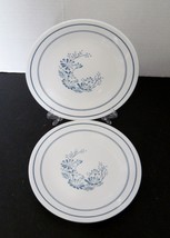 Colonial Mist Corelle by Corning 2 Bread &amp; Butter Plates Blue Flowers Blue Band - £10.18 GBP