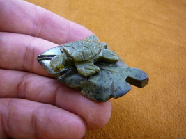 (Y-TUR-SE-156) Sea Turtle Leaf Carving Green Serpentine Gem Gemstone Figurine - £8.92 GBP