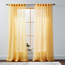 Solid Fringe 108&quot; Single Curtain Panel Golden Curry, Polyester, Linen, R... - $23.58