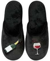 INC International Concepts Beverage Wine Champagne Black Velour Slippers... - $25.00