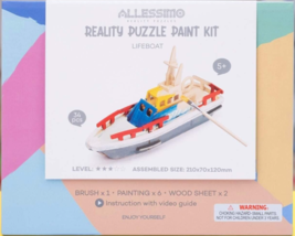 Allessimo Reality 3D Puzzle Lifeboat Paint Kit Kids Wooden Model Toy Art... - $8.99