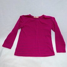 Preppy Pink Striped Long Sleeve Shirt Girls 6 Blouse Top Justees Summer - £6.19 GBP